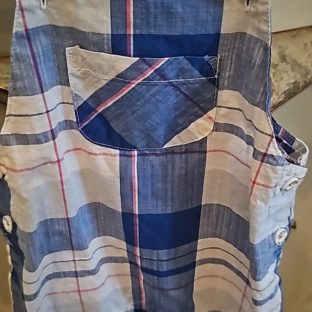 Joules overall shorts... pink, white and blue plaid... super cute!
